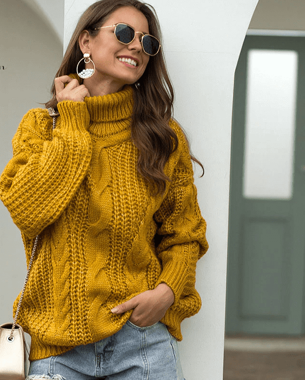 Warm Knitted Turtleneck Pullover Autumn & Winter Boho Styles » Original Earthwear 4