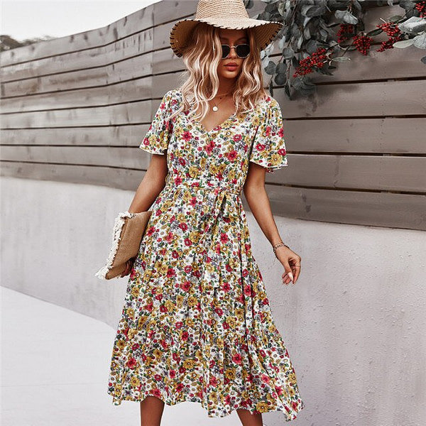 2022 Spring New Bohemian Floral Dress Bohemian Style Maxi-Dresses » Original Earthwear 6