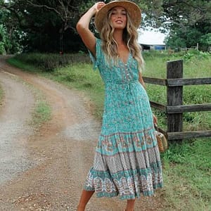 Floral Bohemian Hippie Dress Bohemian Style Maxi-Dresses » Original Earthwear