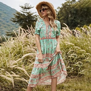 Short Sleeve Bohemian Maxi Dress Spring & Summer Boho Styles » Original Earthwear