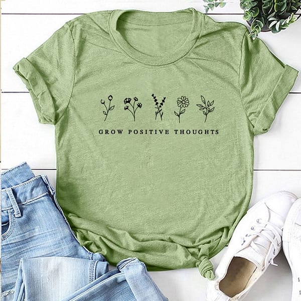 Grow Positive Thoughts Summer T-Shirt Bohemian T-Shirts » Original Earthwear