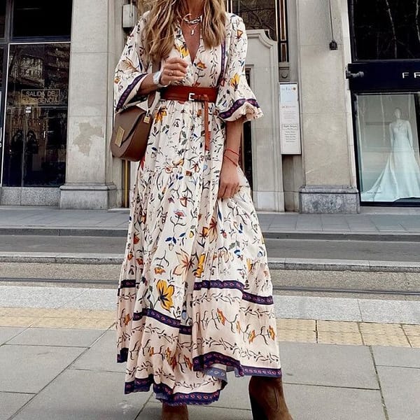 Floral Print Bohemian Long Dress Bohemian Style Maxi-Dresses » Original Earthwear 5