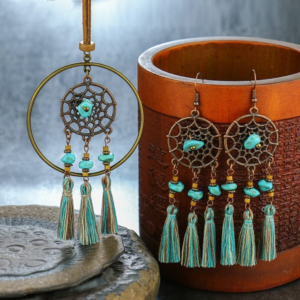 Dream Catcher Necklace Earring Set Bohemian Jewellery » Original Earthwear