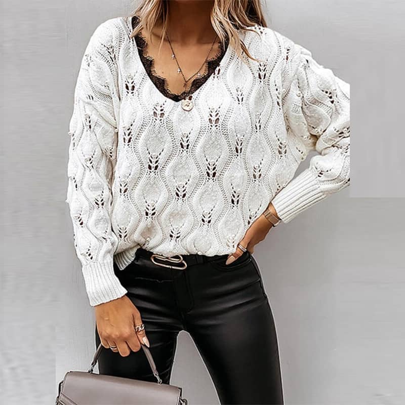 elegant v-neck boho sweater